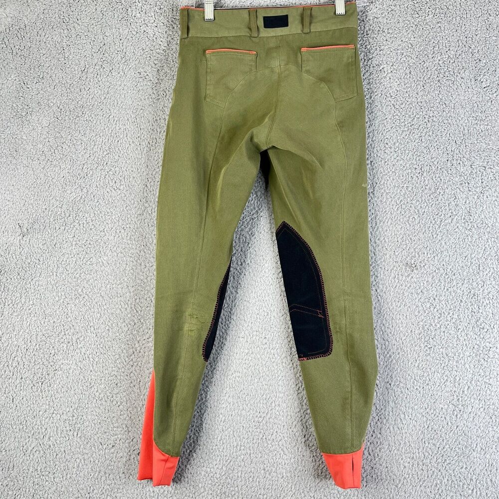 Olive Green Riding Breeches with Coral Accents